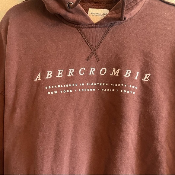 Abercrombie and Fitch Brown Hoodie Graphic Sweatshirt Oversized Womens Size XS - Picture 3 of 7
